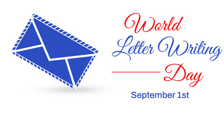 World Letter Writing day banner design with letter and stylish typography on the side. September 1st is world letter writing day, backdrop