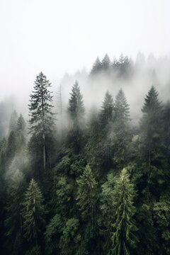 A misty morning in the forest, natural background. Ai generated. © Joaquin Corbalan