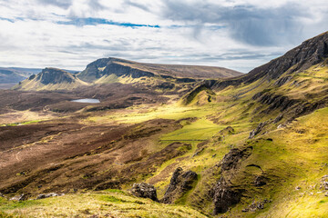 Fototapeta na wymiar Beautiful panorama view of Quiraing, Scotland, Isle of Skye