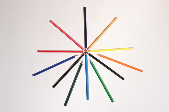 pencils on white background