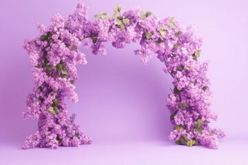 Nice romantic decorative arch with lilac flowers, isolated. Ai generated.