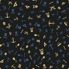 Pirates Themed Freehand Drawings Seamless Pattern Background