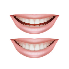 Set of 3D illustrations featuring realistic lips with beautiful smiles. Collection showcases the anatomy of healthy teeth and dental care. For dental clinics, dentists, and orthodontics, makeup
