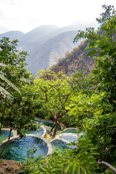 Scenic Tolantongo Grutas in Mexico, a breathtaking natural landscape with lush plant life