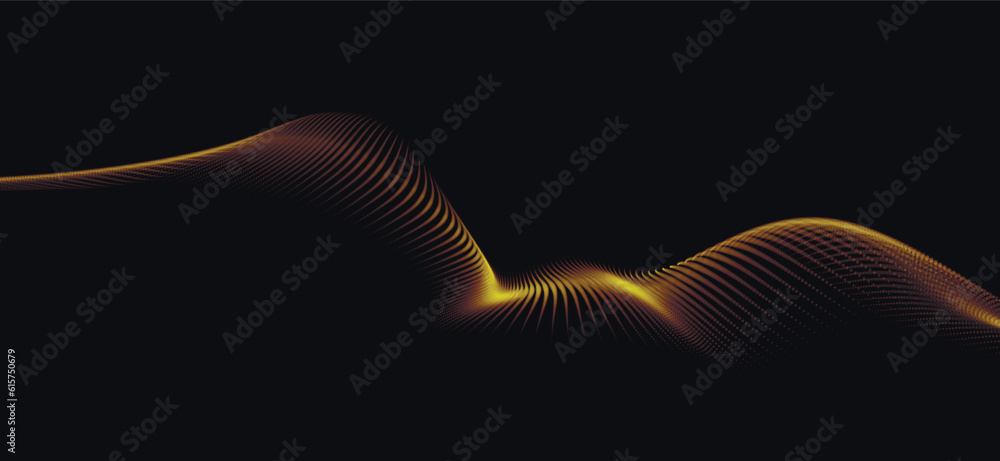 Poster abstract digital wave of particles. futuristic point wave. technology background vector. 3d renderin