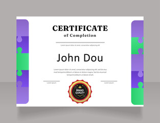University lecturer workshop completion certificate design template. Vector diploma with customized copyspace and borders. Printable document for awards and recognition. Fraunces Bold fonts used