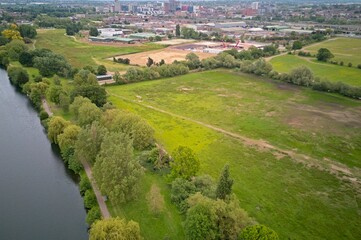 Fototapeta na wymiar Aerial view across the River Thames to Caversham - United Kingdom