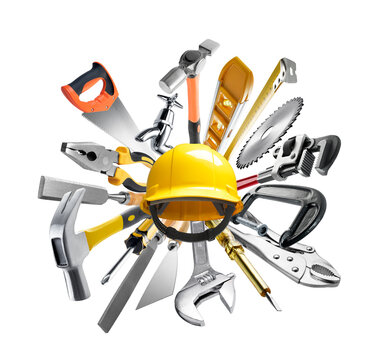 Construction tools with safety helmet