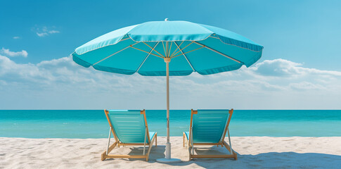 beach umbrella and chairs