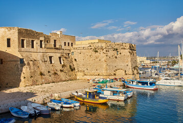View of Gallipoli town and harbour, Puglia Region