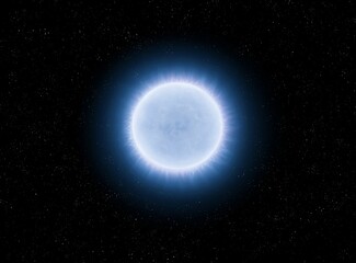 Neutron star in space. Pulsar on a black background. The collapsed core of a star.