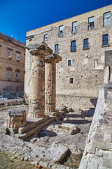 ancient Doric columns in Taranto, evidence of the existence of the Temple of Poseidon