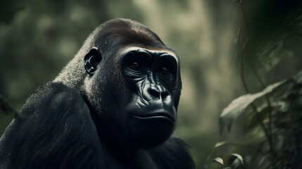 Fototapeta na wymiar Gorillas: Guardians of the Tropical Forests. Generative AI