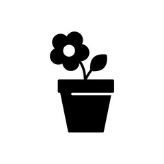 Flower pot black glyph icon on white background