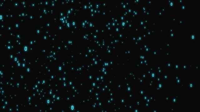 Falling binary code in the matrix style in the technological space