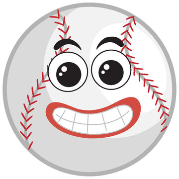 Baseball Cartoon Character with Eyes and Mouth