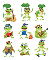 Green Frog Cartoon Characters Collection