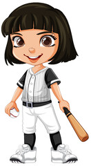Asian girl baseball player