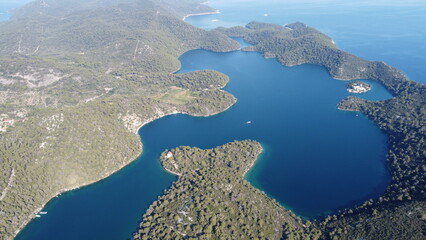 Mljet Island, Croatia. Aerial drone view.