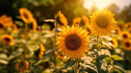Fototapeta na wymiar a sunflowers in a field. Generative AI Art.