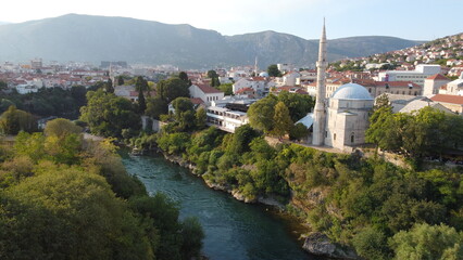 Mostar, Bosnia and Herzegovina. Aerial view. - obrazy, fototapety, plakaty