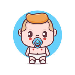 cute baby boy cartoon character vector illustration