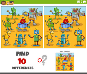 differences activity with cartoon robots characters