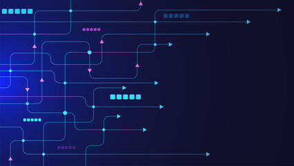 Abstract geometric with connected lines and dots. Big data visualization, network connection, social networking and digital communication technology concept background.