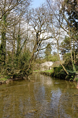 Fototapeta na wymiar Mells River at Village of Nunney, Somerset, England