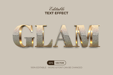 Glam text effect gold textured style. Editable text effect.