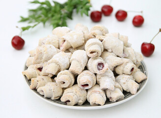 Tender cookies with butter and cherries