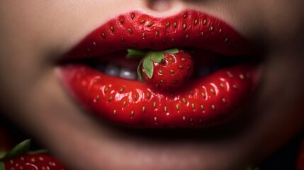 lips with strawberries. Generative AI