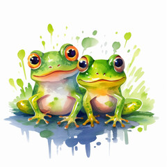 Obraz premium A Cute Watercolour Vibrant Frog or Toad Illustration