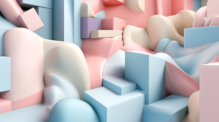 Fototapeta premium パステルカラーの抽象的な立体背景 Generative AI