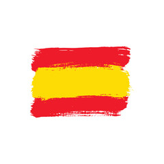 Spain colorful brush strokes painted national country flag icon.