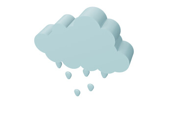 3d illustration green rain cloud with water drops isolated on transparent background