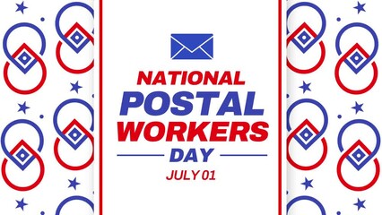 July 1st is observed as National Postal workers day in patriotic style with typography and design