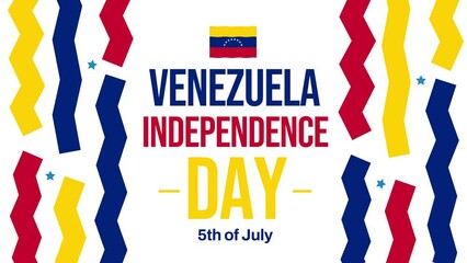 Venezuela independence day 4K Animation background with colorful typography and waving flag. venezuela independence backdrop design