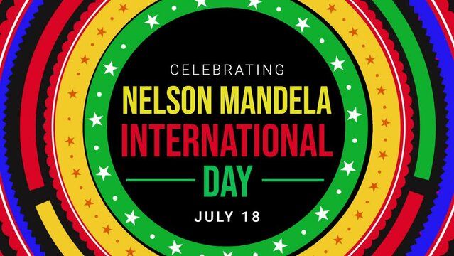 Nelson Mandela International Day celebration concept background Animation 4K with shapes and typography