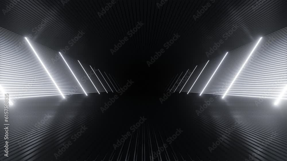 Poster abstract dark sci fi futuristic tunnel space with neon light, loop animation.