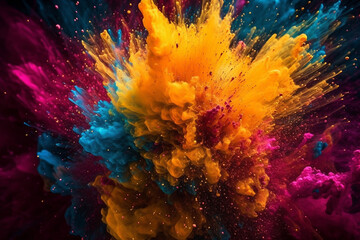 Fototapeta na wymiar colour explosion, colour splash, vibrant colour. abstract background. gennerated ai