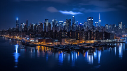 Fototapeta na wymiar city skyline at night, downtown. generated ai