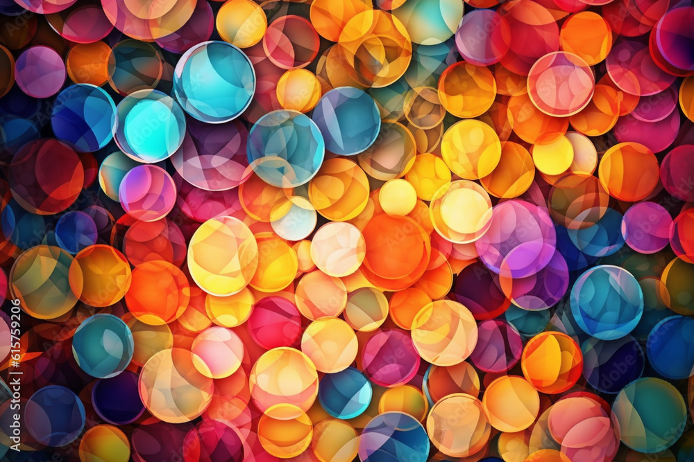 Aufkleber A thought-provoking artwork featuring an abstract circle background in a variety of colors, each representing a different aspect of emotion or expression. Generative AI technology.