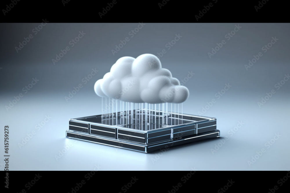 Leinwandbilder a photorealistic 3d rendering of a cloud server download icon, capturing every detail of the icon's 