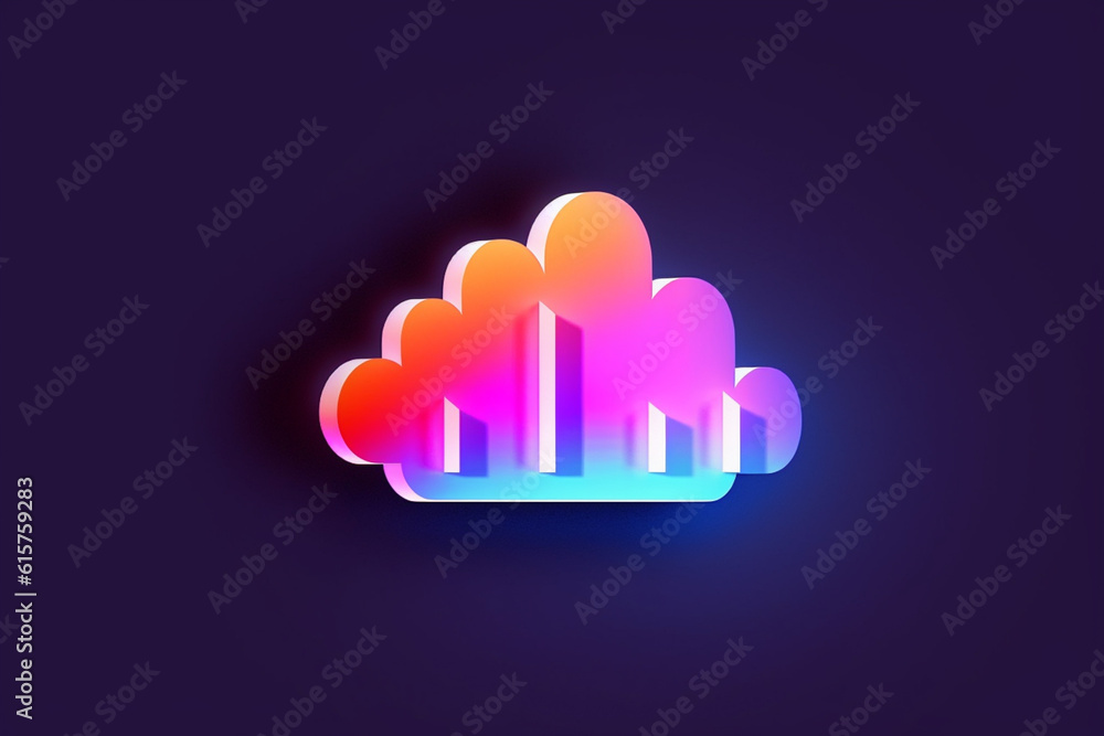 Poster A line art representation of a cloud server download icon, created with simple and elegant strokes. Generative AI technology.