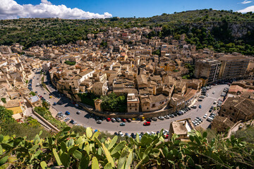 View of Modica, one of the most beautiful baroque cities in Sicily - 615759473