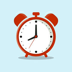 Orange alarm clock on a blue background.Wake up time.