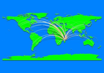 Naklejka premium Vibrant Antananarivo, Madagascar map - Export concept map for Antananarivo, Madagascar on World map. Suitable for export concepts. File is suitable for digital editing and prints of all sizes.