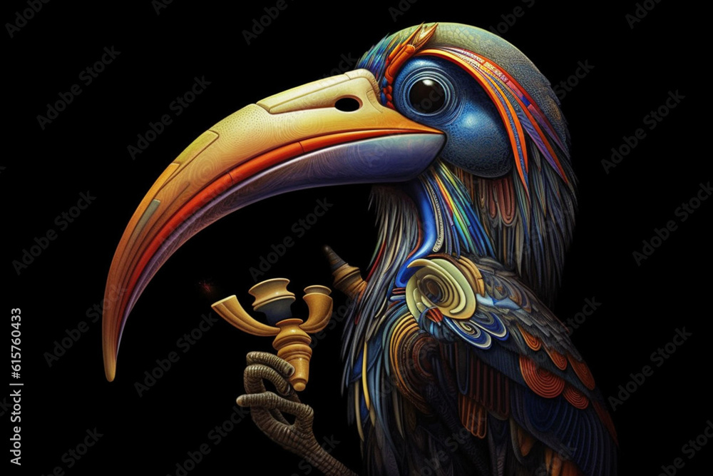 Poster  A captivating image depicting the abstract form of Thoth, the god of knowledge and writing. Generative AI technology.