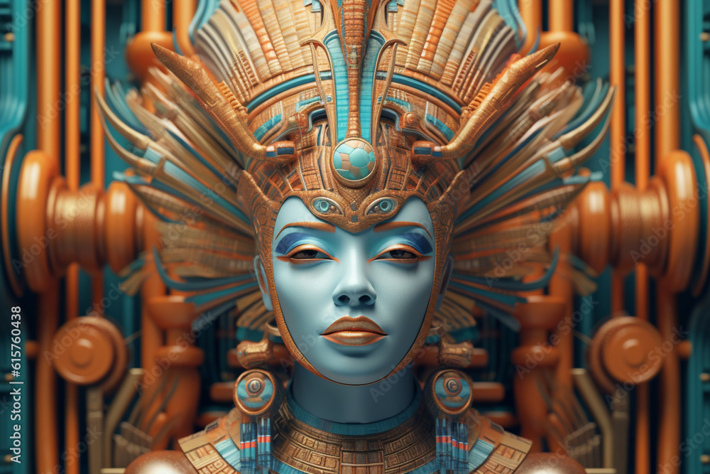 Poster the image showcases flowing curves and harmonious colors, reflecting hathor's association with femin